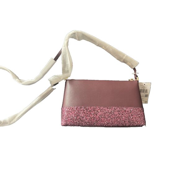 Kate Spade Flash Glitter Fabric Mixed Crossbody Bag K8711 Color: Cherrywood - Picture 2 of 5